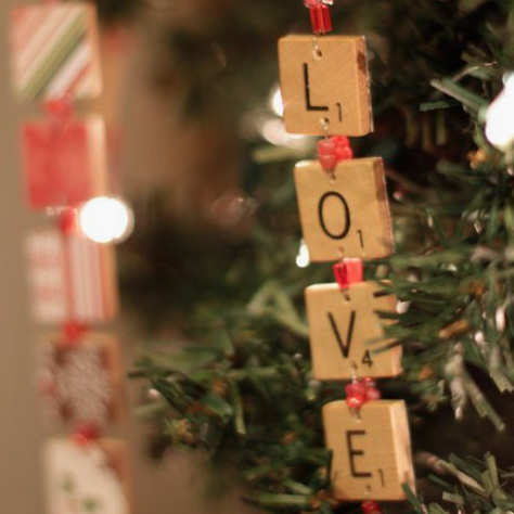 Scrabble pieces Christmas ornament idea